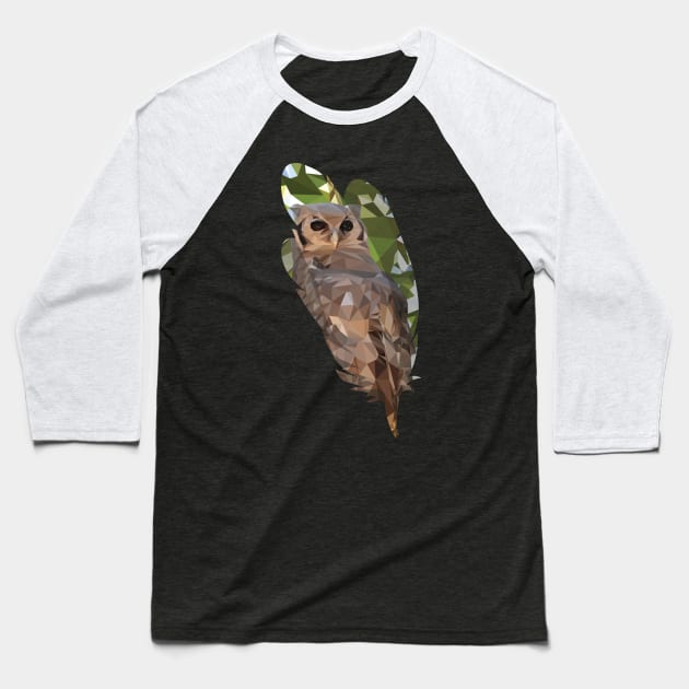 Feathered Owl Baseball T-Shirt by ErinFCampbell